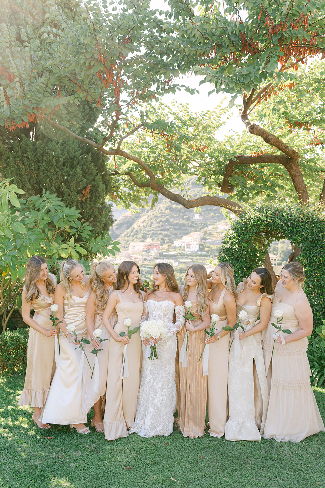 Andrea Gallucci - Destination Wedding Photographer- Amalfi Coast Positano Santorini Barcellona Rome Ravello Paris New York bride and bridesmaids pictures outdoor in Villa Eva