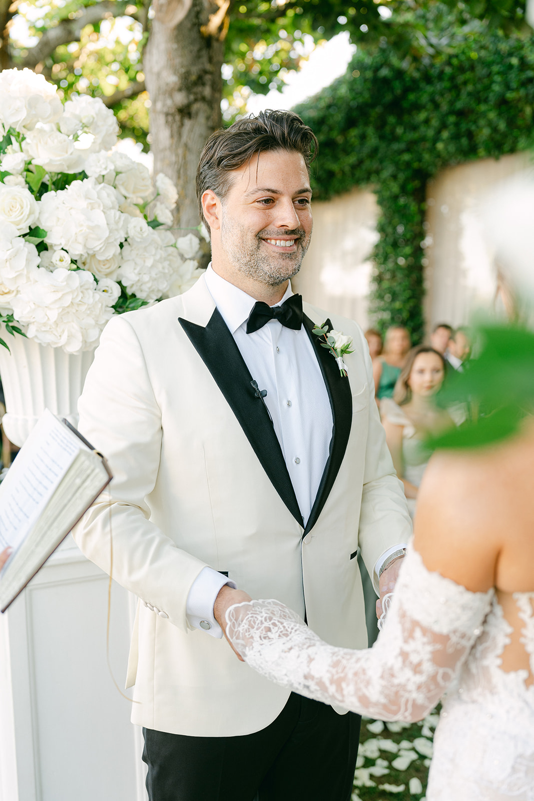 Andrea Gallucci - Destination Wedding Photographer- Amalfi Coast Positano Santorini Barcellona Rome Ravello Paris New York groom smiling during wedding ceremony