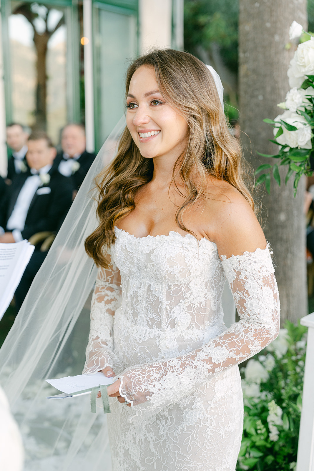 Andrea Gallucci - Destination Wedding Photographer- Amalfi Coast Positano Santorini Barcellona Rome Ravello Paris New York emotional photo of the bride during wedding ceremony