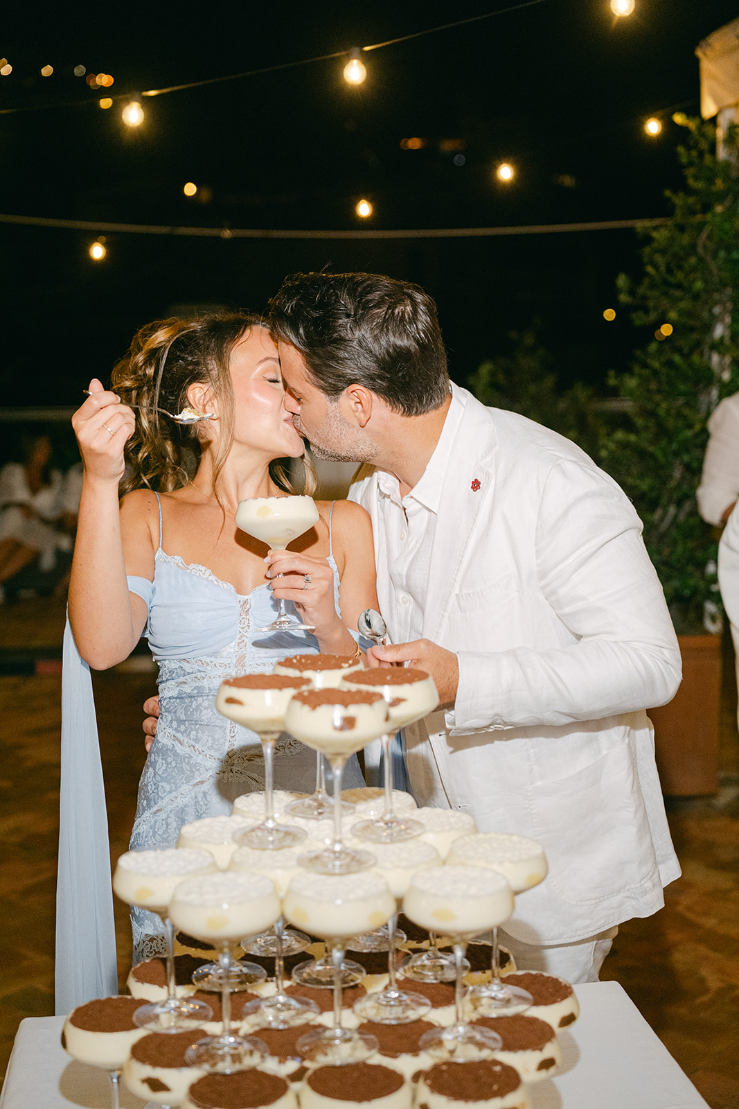 Andrea Gallucci - Destination Wedding Photographer- Amalfi Coast Positano Santorini Barcellona Rome Ravello Paris New York the couple with their famous tiramisu tower