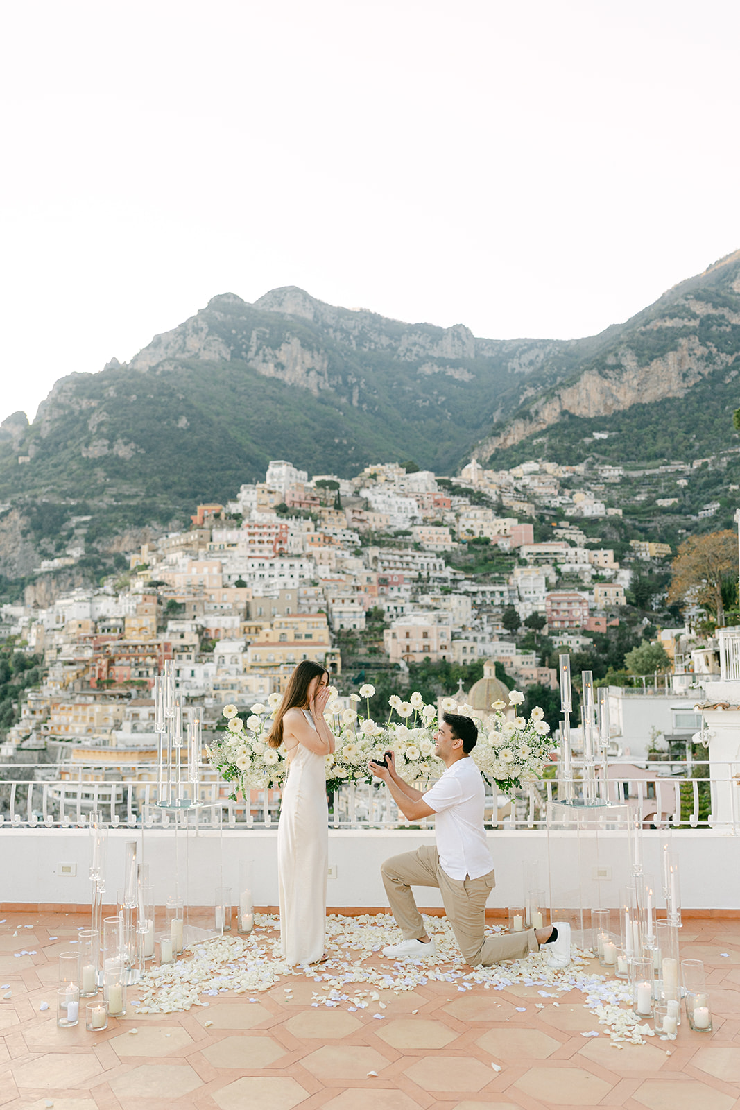 Andrea Gallucci - Destination Wedding Photographer- Amalfi Coast Positano Santorini Barcellona Rome Ravello Paris New York man kneeing down and proposing to his girlfriend