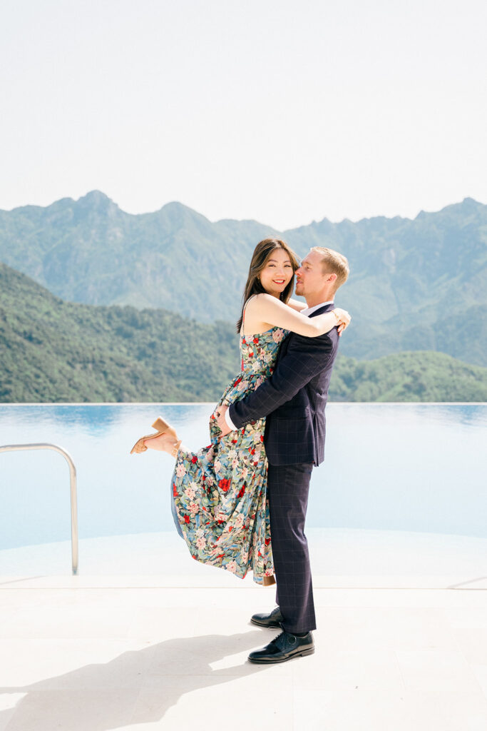 Couple photoshoot in Caruso, A Belmond Hotel, Amalfi Coast
