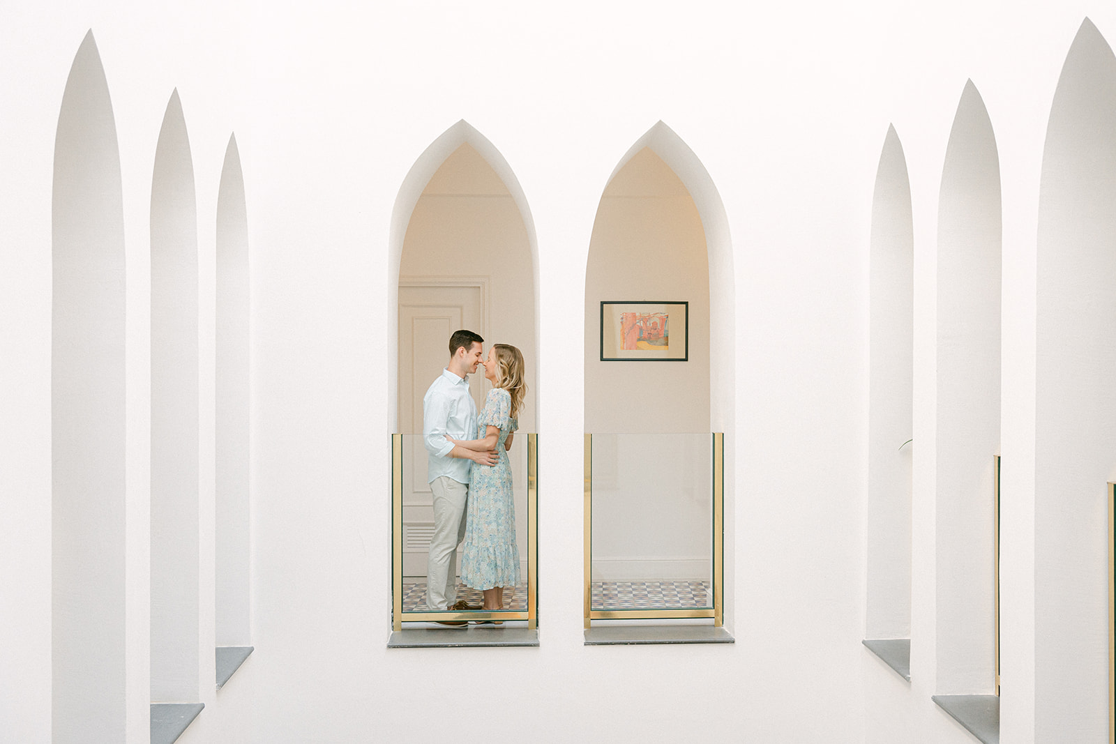 Indoor summer engagement photoshoot in a Private Italian Villa