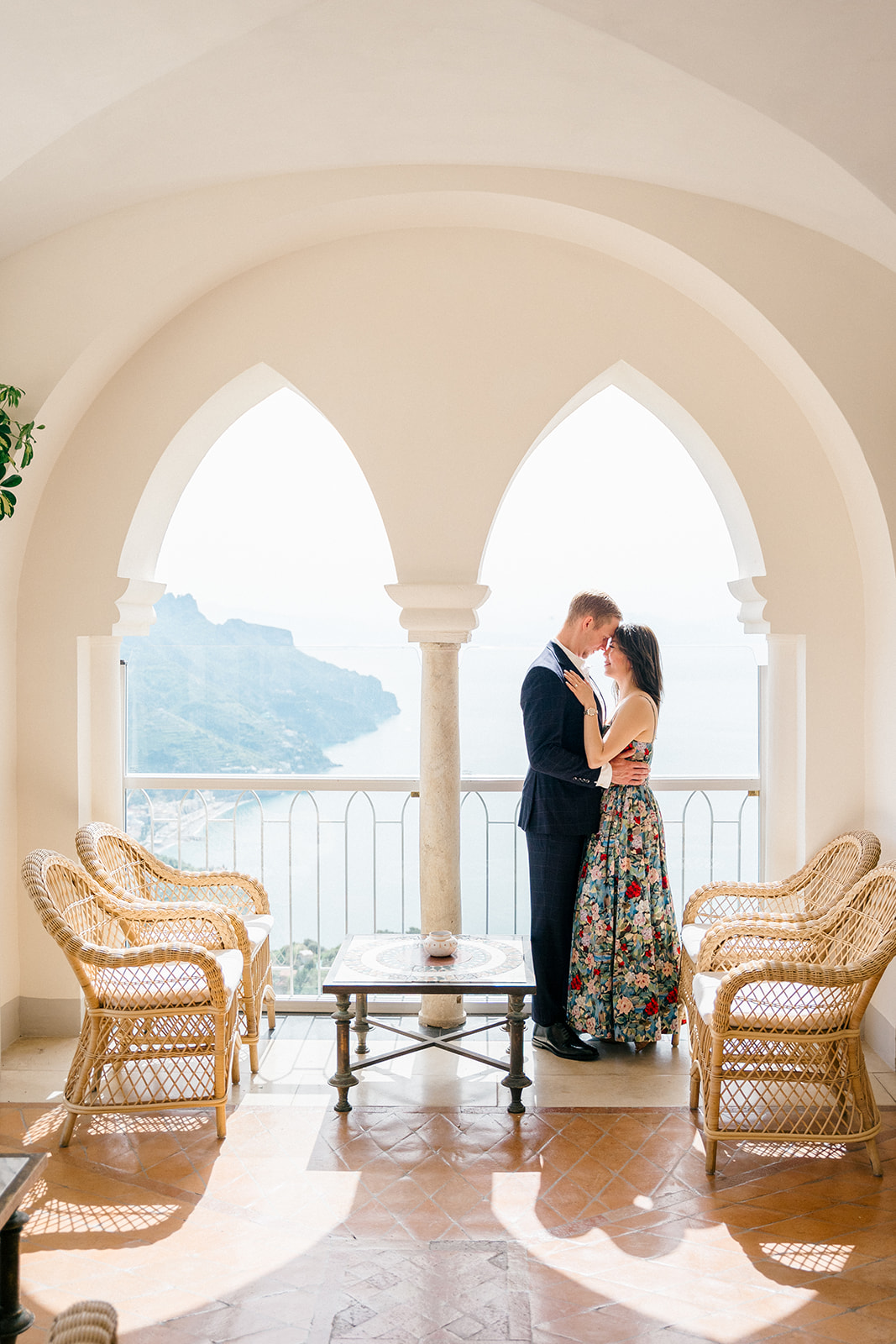 modern engagement photos in Private Italian Villa