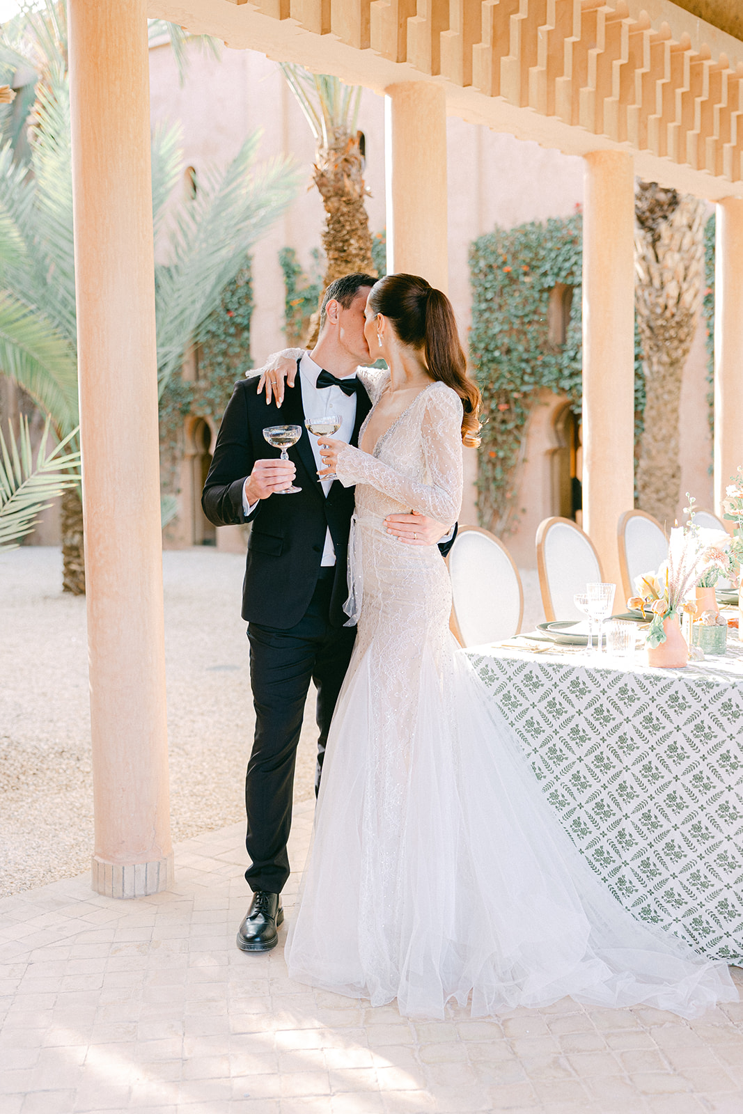 Styled Morocco wedding reception with luxury design and colorful floral centerpieces