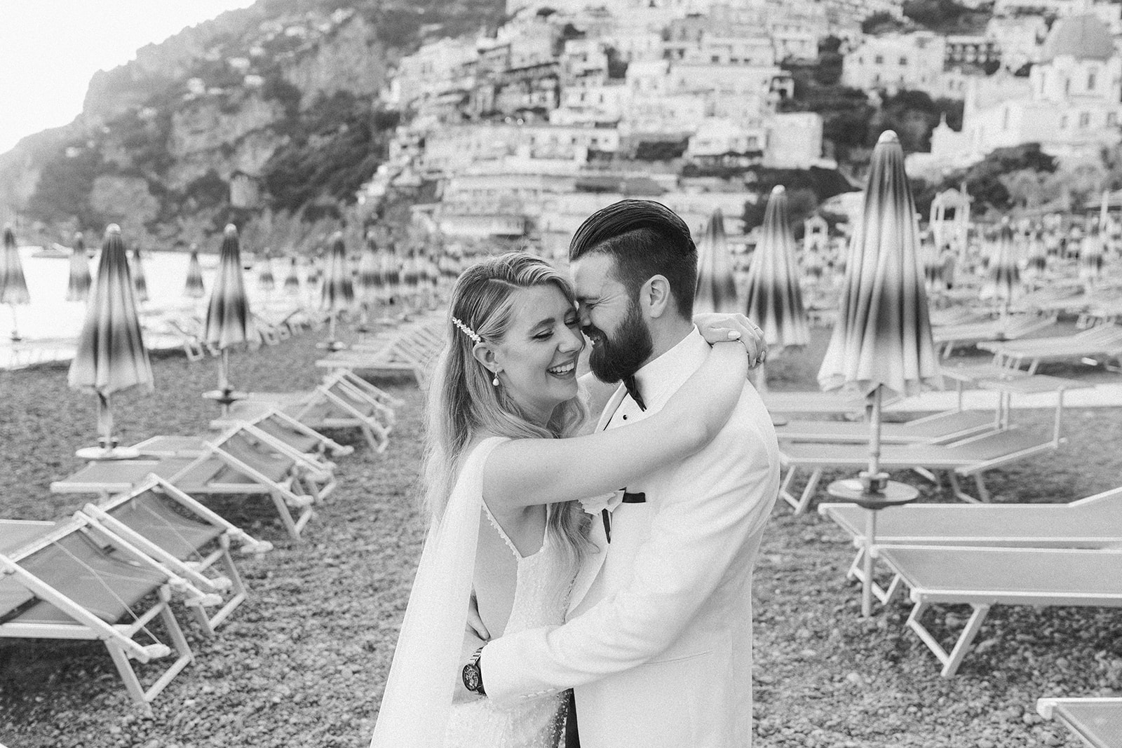 Andrea Gallucci - Destination Wedding Photographer- Amalfi Coast Positano Santorini Barcellona Rome Ravello Paris New York Positano wedding with black and white photo of bride and groom