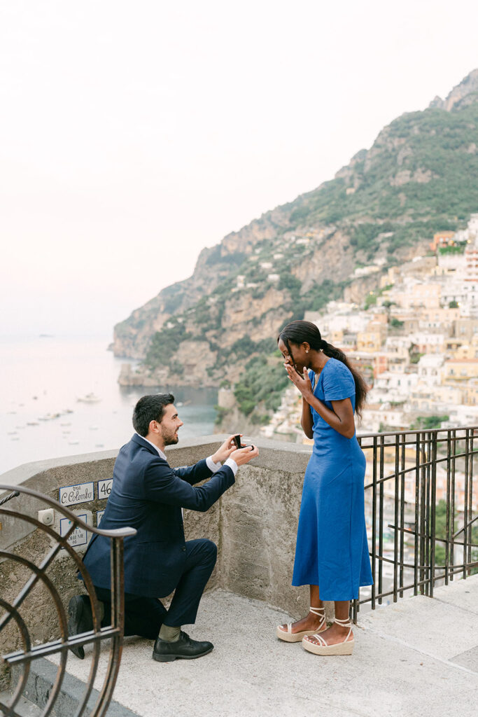 Romantic Amalfi Coast proposal captured by an Italy photographer at Positano