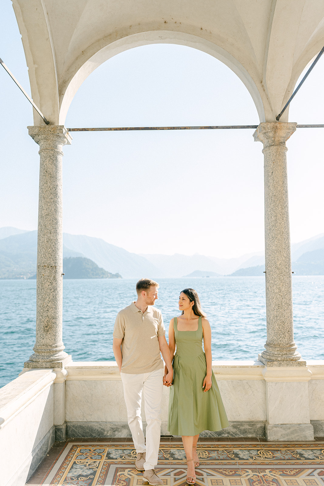 Italy photographer creating romantic engagement portraits in lake como