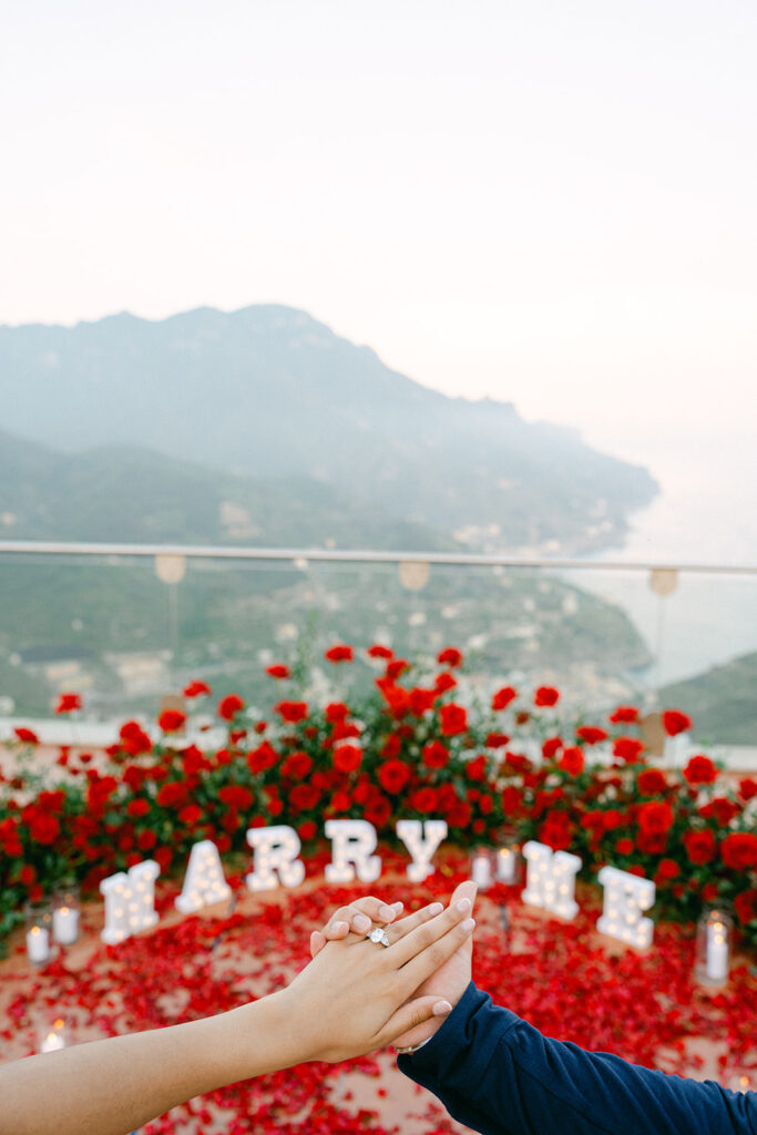 Intimate surprise proposal setup with Italy photographer