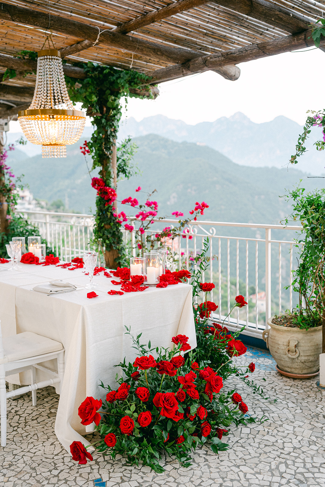 Private dinner setup after surprise engagement in amalfi coast
