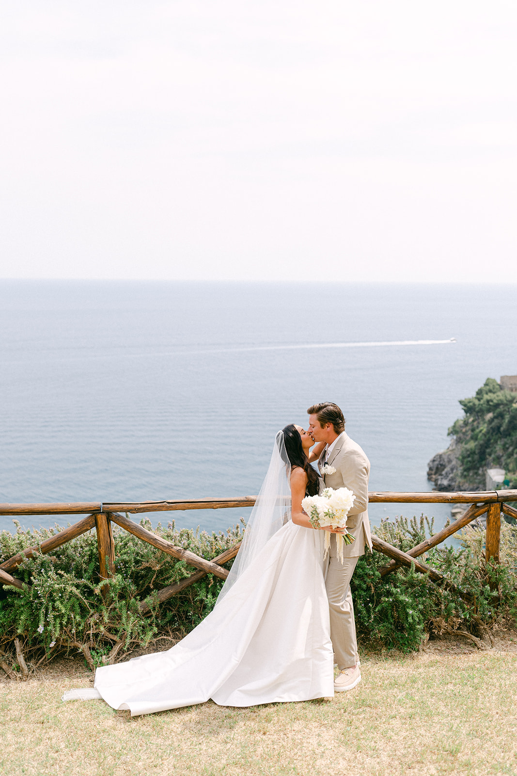 Romantic Italian wedding photography capturing couple’s Amalfi Coast first look