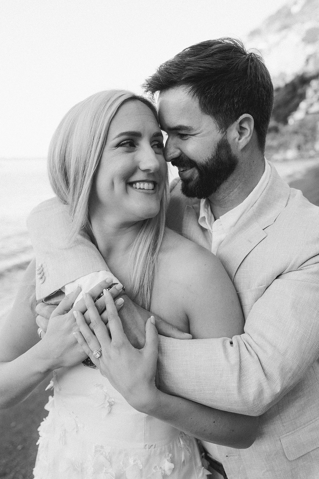 Couple laughing during documentary-style Amalfi engagement photography
