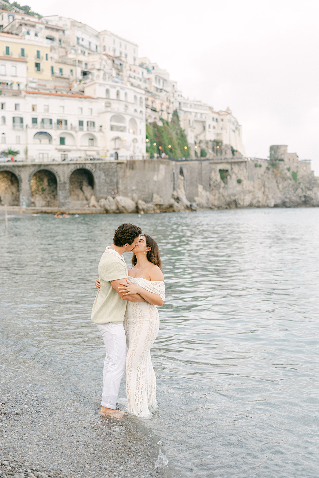 Outdoor engagement photo session with scenic Amalfi Coast backdrops