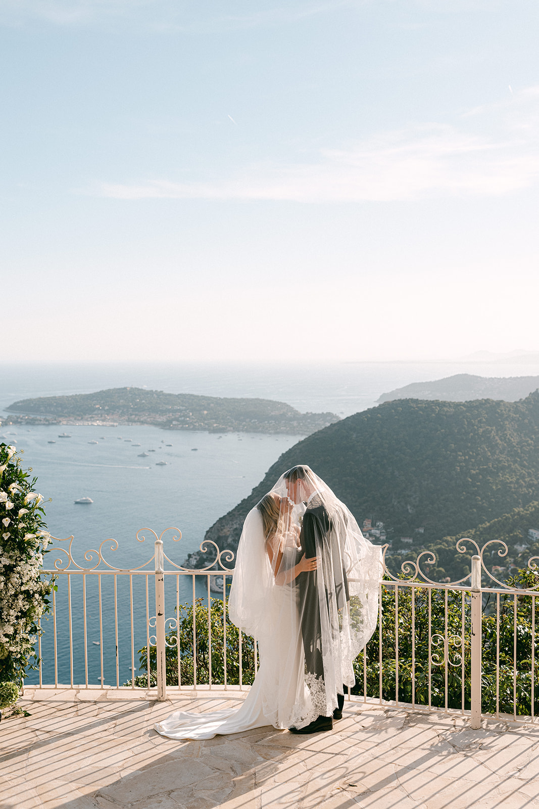 Destination wedding in the French Riviera with stunning sea backdrop