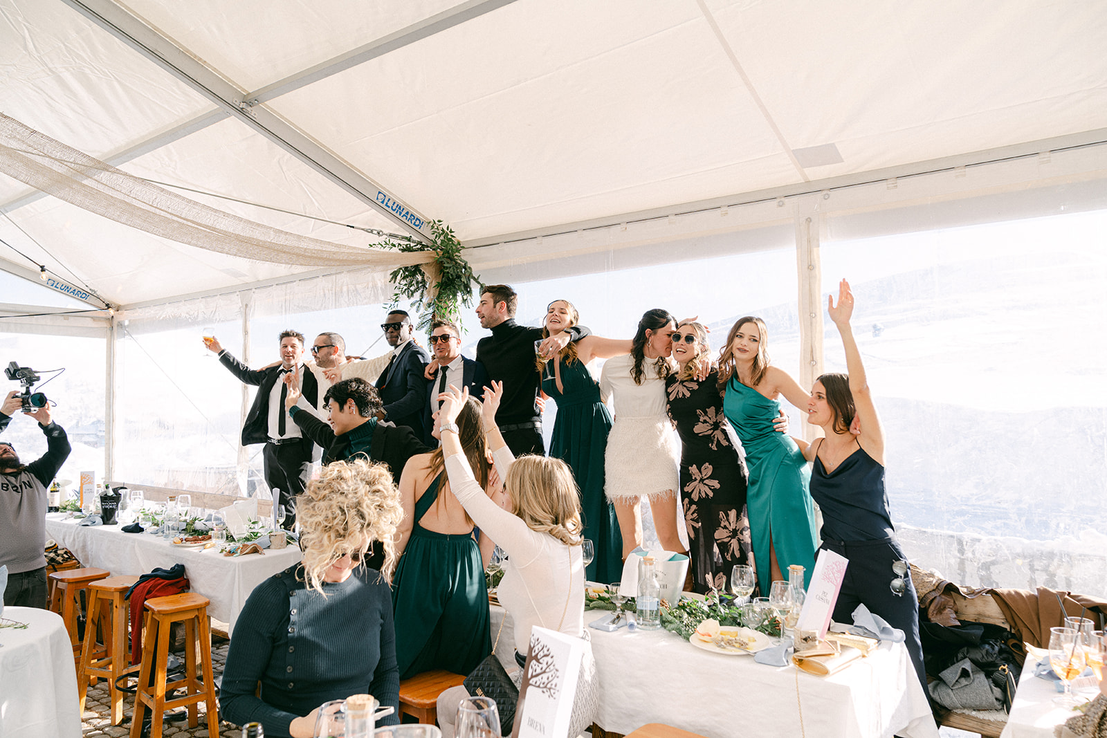 wedding reception party in the Italian alps