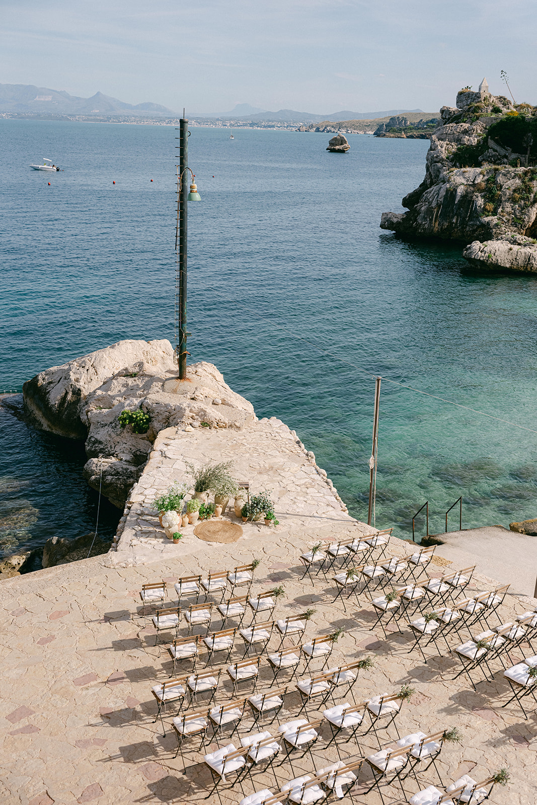 sea front wedding ceremony in Tonnara di Scopello