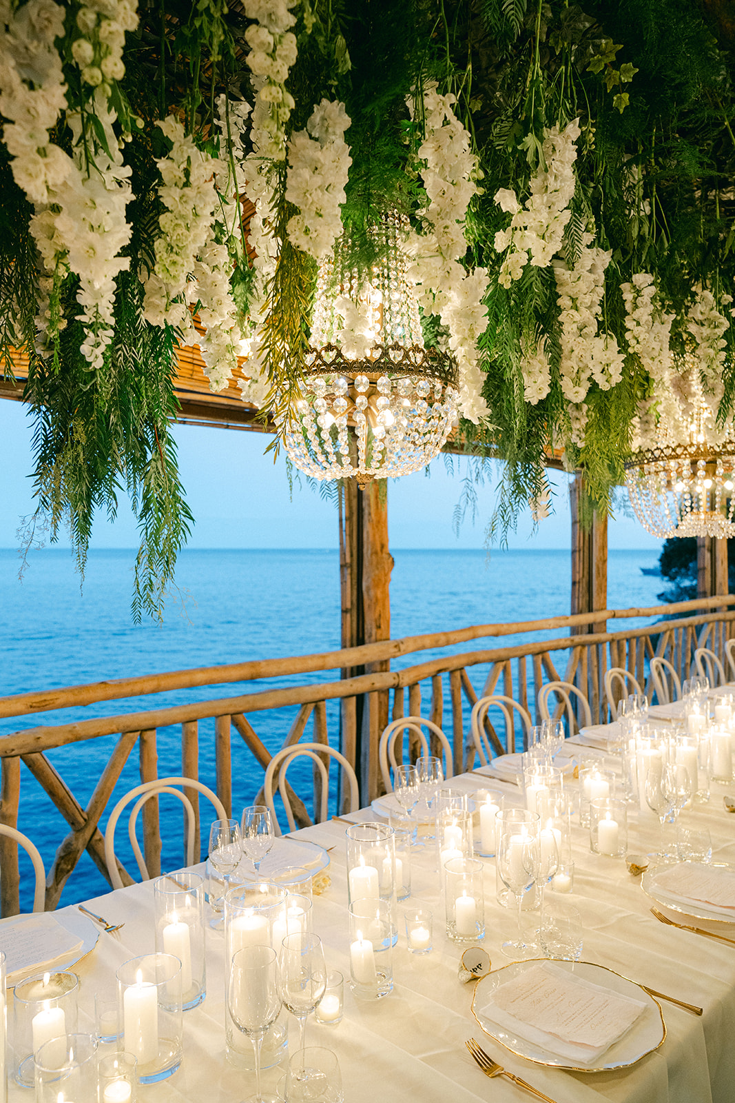 Elegant Mediterranean garden wedding reception on the Amalfi Coast