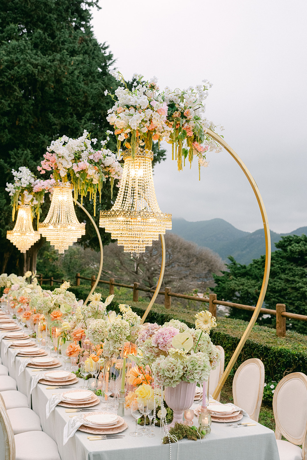 Romantic table setting with sea view at Amalfi Coast wedding venue