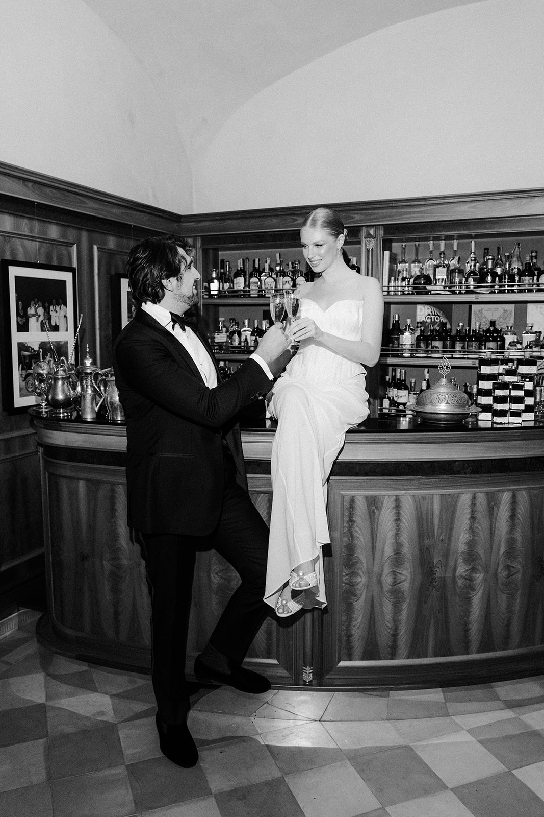 Chic wedding bar area at luxury Amalfi Coast venue