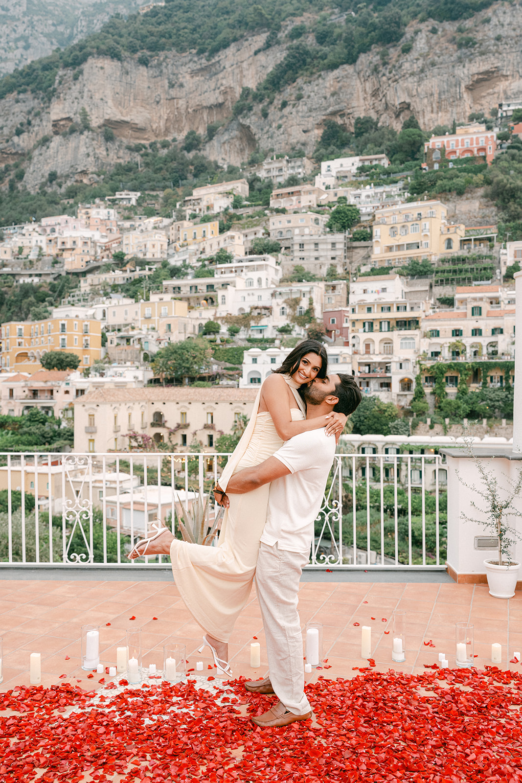 Andrea Gallucci - Destination Wedding Photographer- Amalfi Coast Positano Santorini Barcellona Rome Ravello Paris New York Amalfi Coast proposal in Positano overlooking colorful buildings