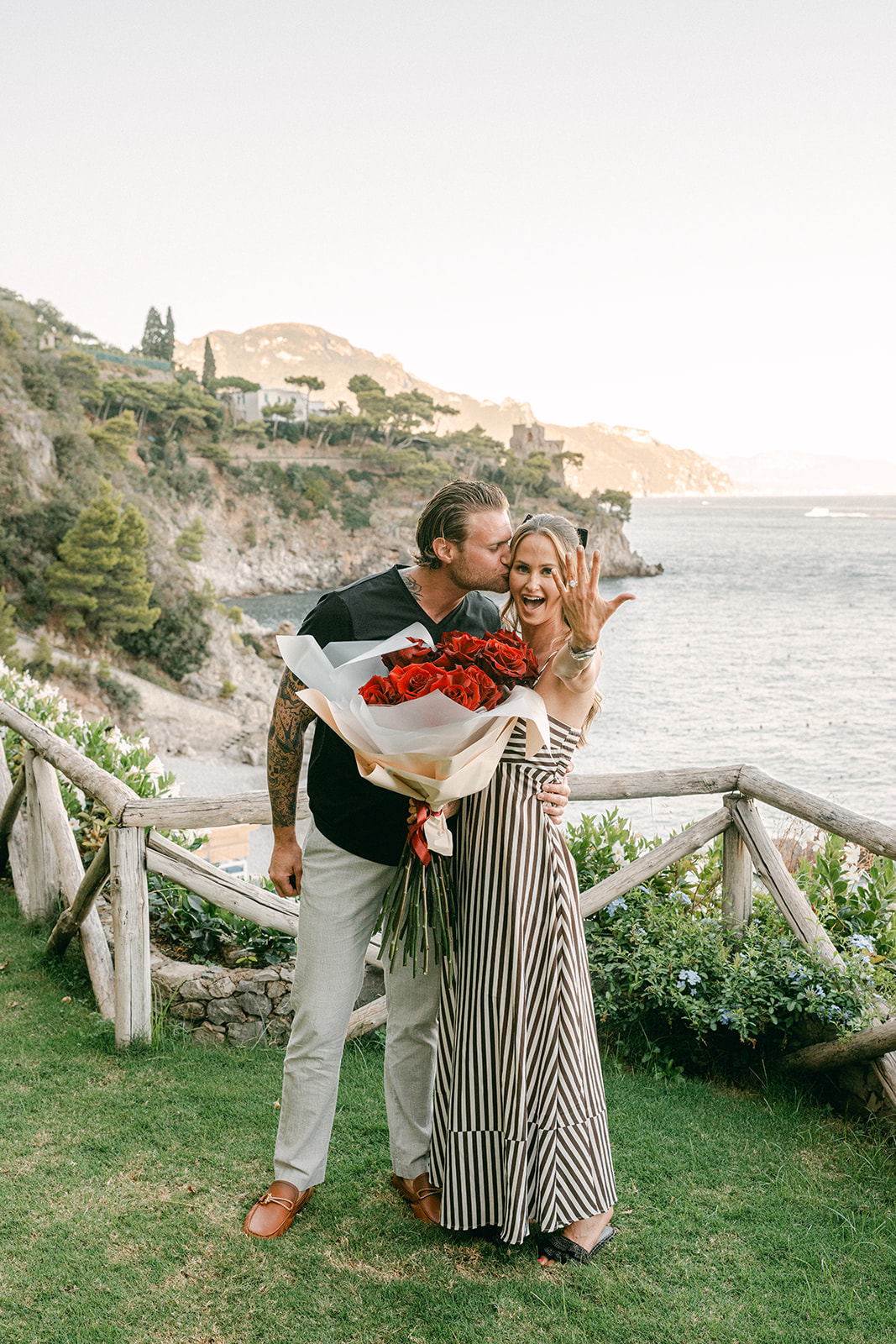 Andrea Gallucci - Destination Wedding Photographer- Amalfi Coast Positano Santorini Barcellona Rome Ravello Paris New York Couple celebrating engagement during Amalfi Coast proposal