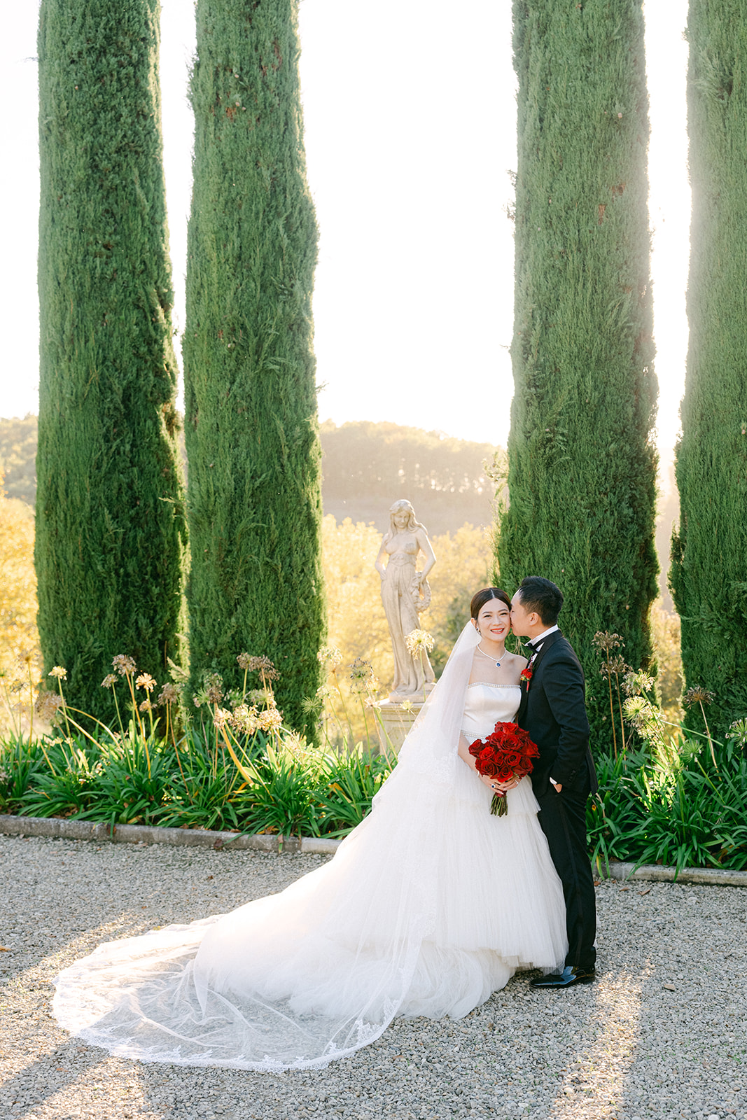 Bride and groom portraits at Villa La Selva Tuscany wedding estate
