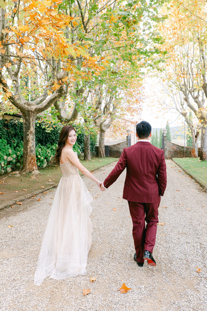 Couture bridal fashion at luxury Tuscany destination wedding