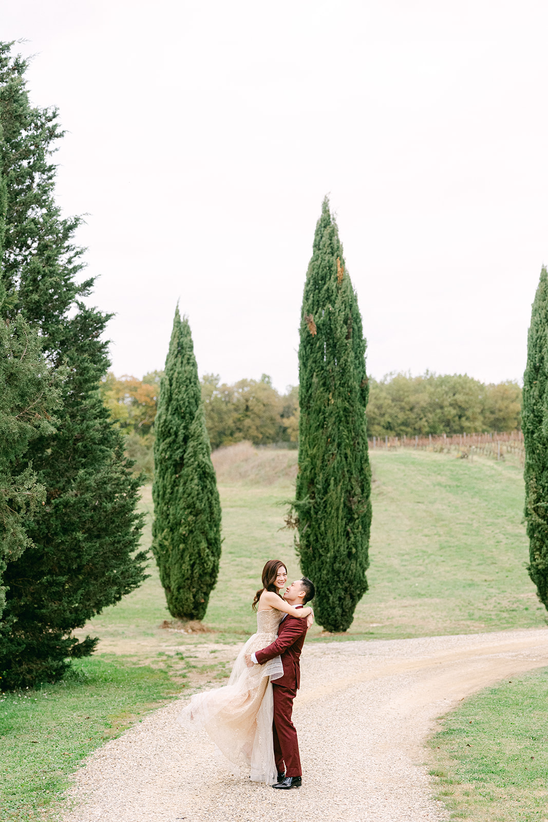 bride and groom portraits at Villa La Selva during luxury Tuscany wedding