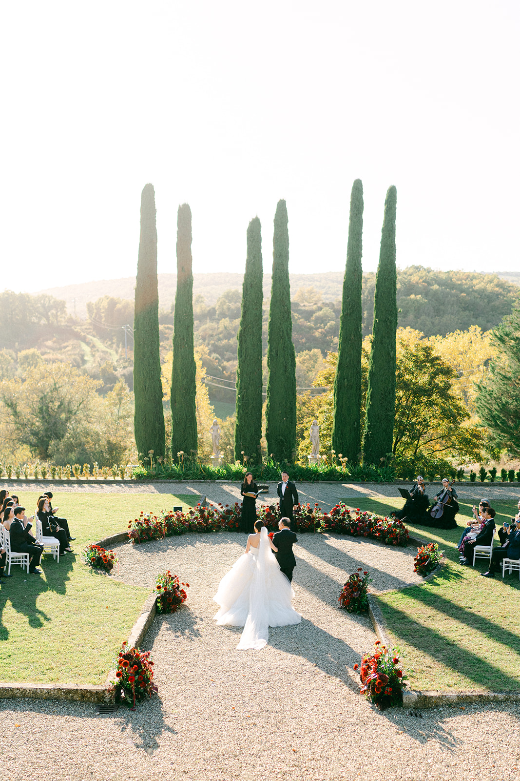 Luxury Tuscany wedding ceremony at Villa La Selva