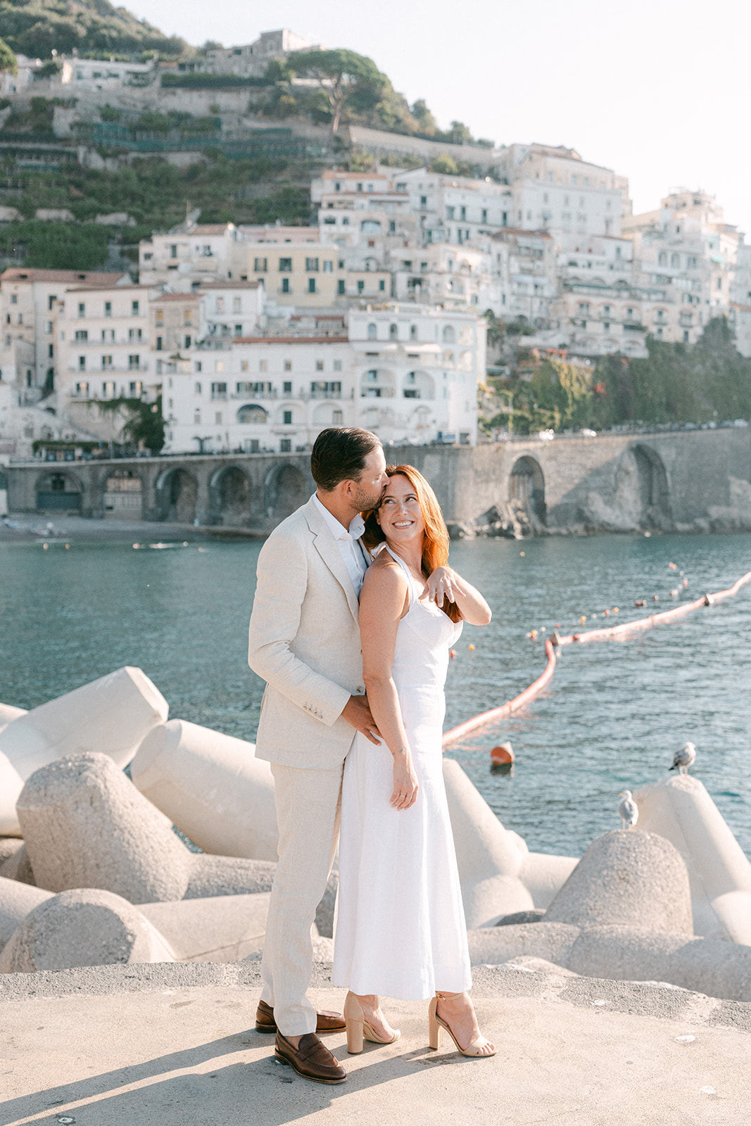 Romantic Amalfi Coast vacation moment captured during an engagement photoshoot