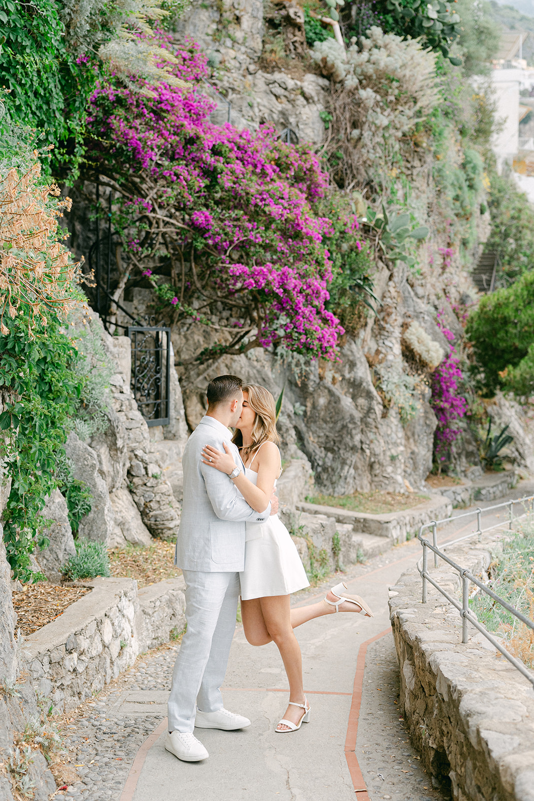 Intimate couple portrait overlooking the Amalfi Coast during vacation photoshoot