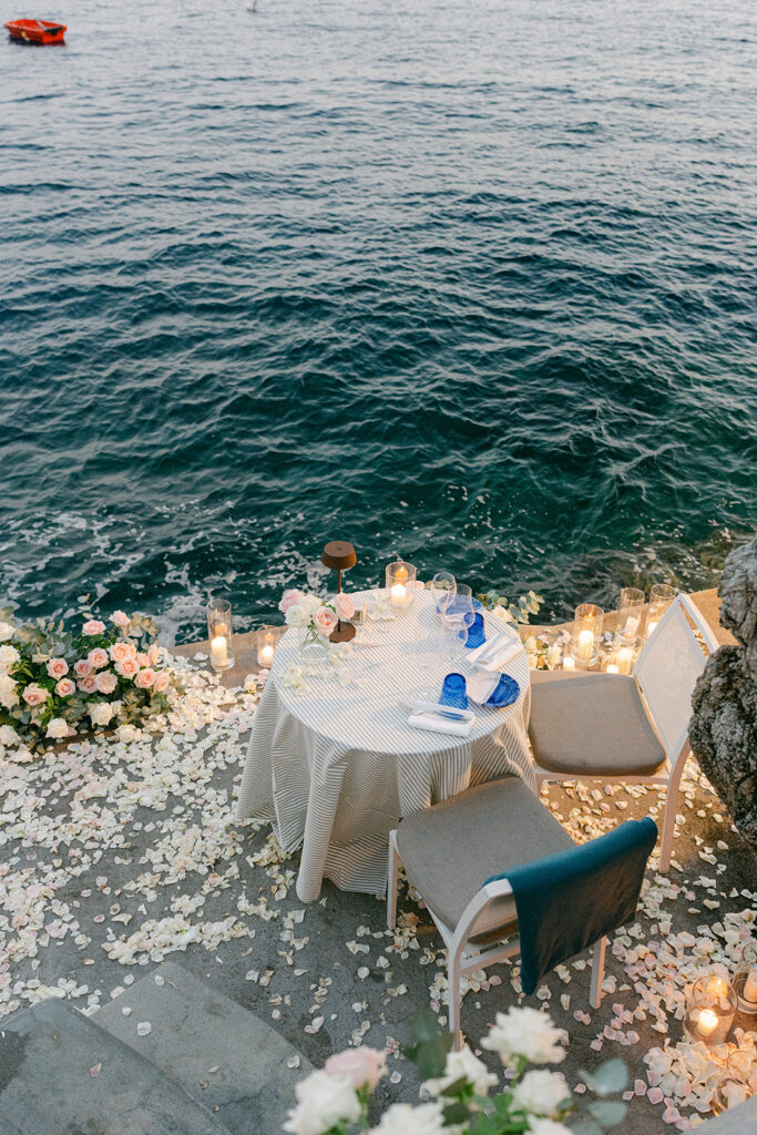 Private dinner proposal overlooking the Amalfi Coast