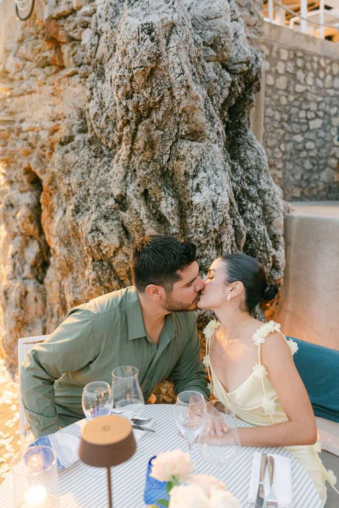 Romantic candlelit proposal dinner in Italy