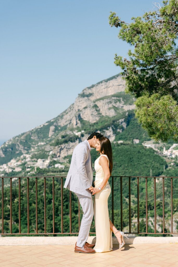 Couple celebrating proposal at the Terrace of Infinity