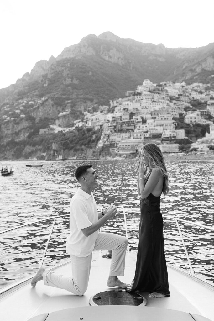 Surprise proposal on a private boat along the Amalfi Coast