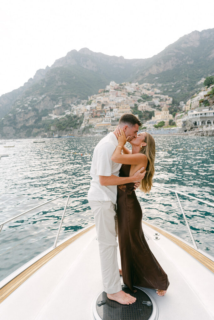 Engagement photos after a boat proposal on the Amalfi Coast