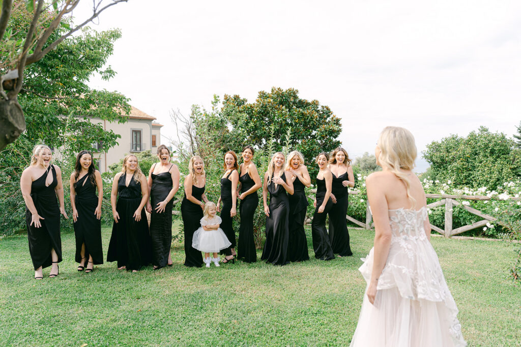 Andrea Gallucci - Destination Wedding Photographer- Amalfi Coast Positano Santorini Barcellona Rome Ravello Paris New York Bridal party first look before the wedding ceremony