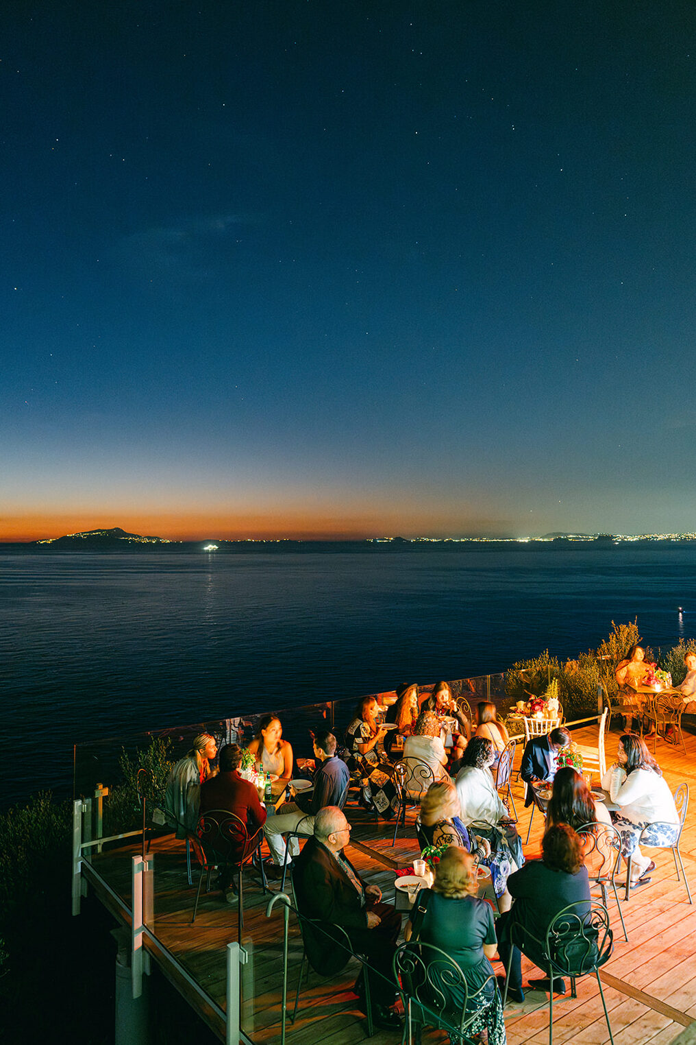 Italian wedding weekend welcome dinner under the stars