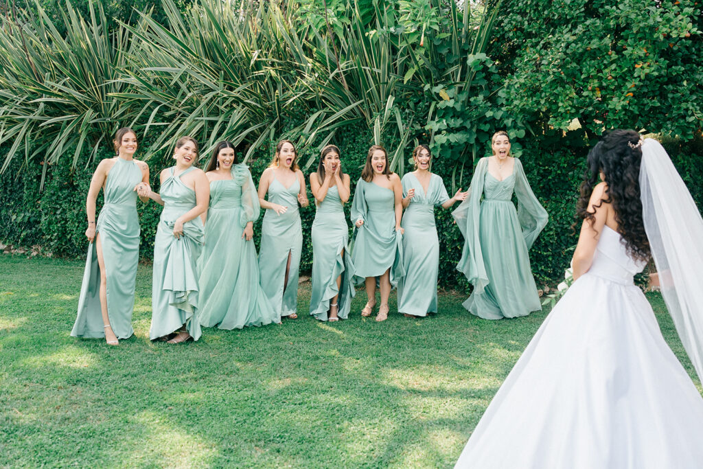 Andrea Gallucci - Destination Wedding Photographer- Amalfi Coast Positano Santorini Barcellona Rome Ravello Paris New York Emotional first look between the bride and her bridesmaids