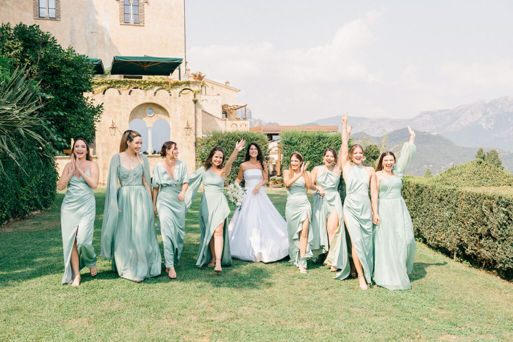 Andrea Gallucci - Destination Wedding Photographer- Amalfi Coast Positano Santorini Barcellona Rome Ravello Paris New York Bridal party celebrating together before walking down the aisle