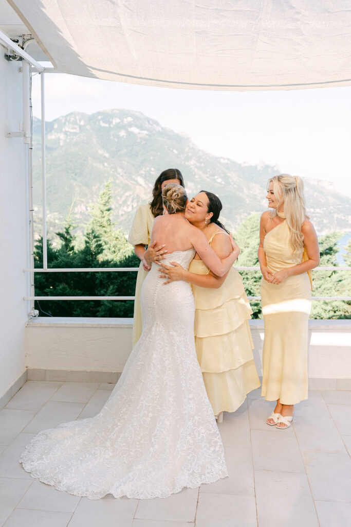 Andrea Gallucci - Destination Wedding Photographer- Amalfi Coast Positano Santorini Barcellona Rome Ravello Paris New York Documentary-style bridesmaids photos capturing genuine wedding morning moments
