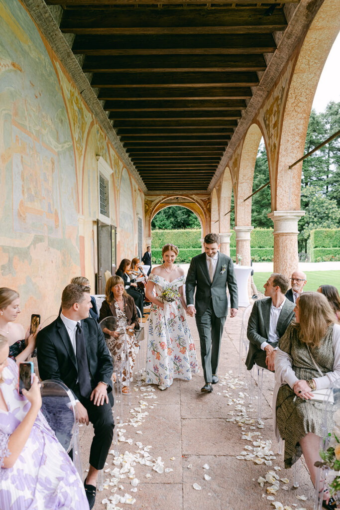 Elegant outdoor vow renewal ceremony in the beautiful Trentino countryside