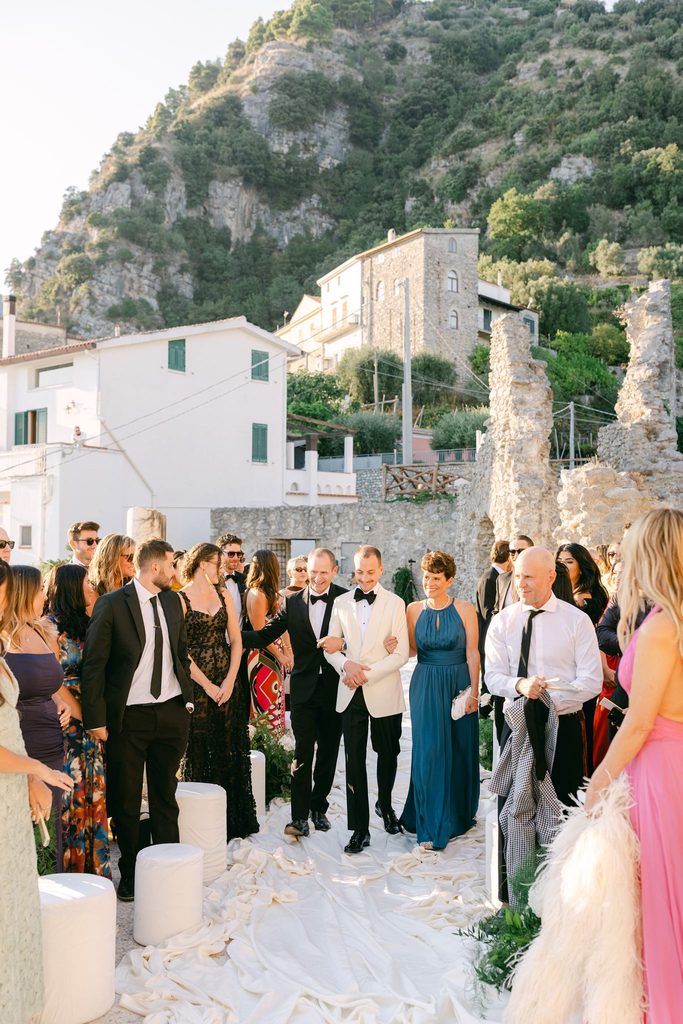 Andrea Gallucci - Destination Wedding Photographer- Amalfi Coast Positano Santorini Barcellona Rome Ravello Paris New York Romantic LGBTQ destination wedding ceremony surrounded by ancient Italian ruins